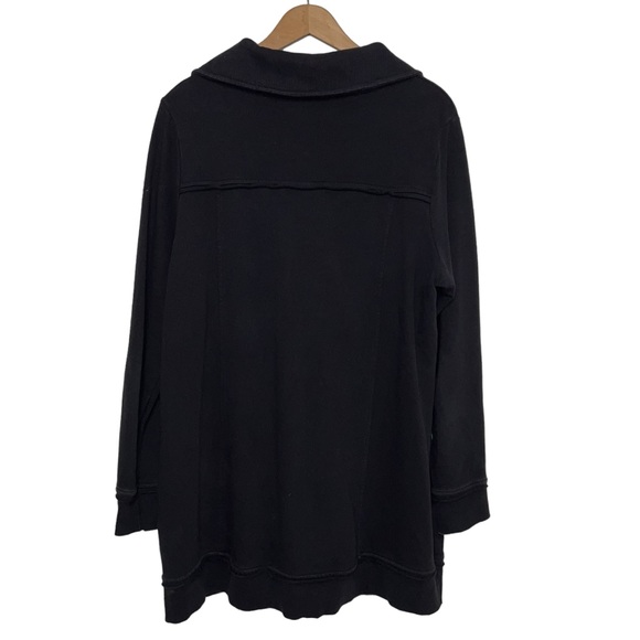 Soft Surroundings black raw seam fold over collar knit tunic size Large - Picture 2 of 11